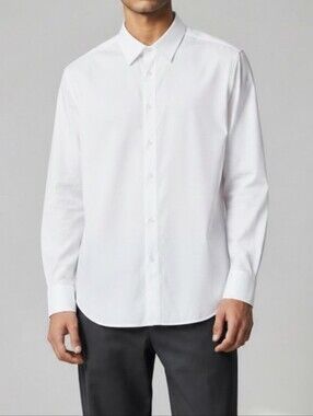 BRIONI White Cotton Spread Collar Dress Shirt Neck Size 17Made in Italy Fabric